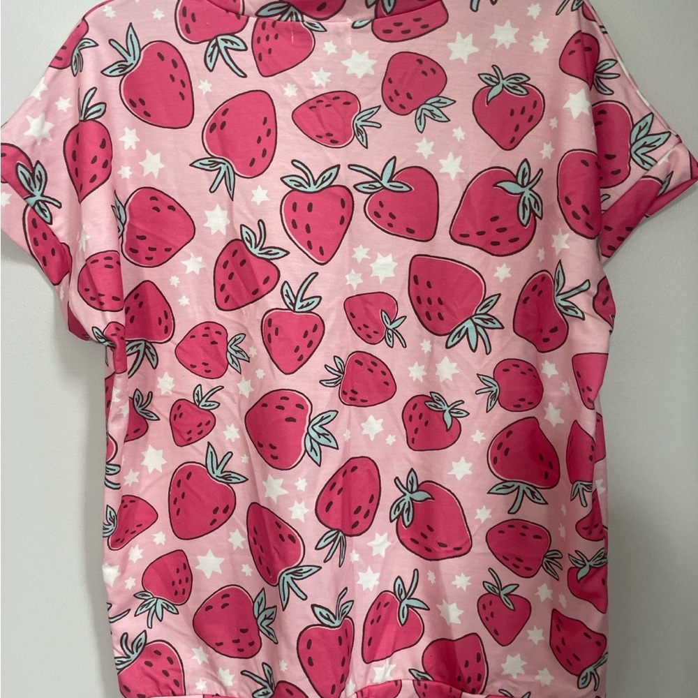 Katydid Pink Strawberry Print Short Sleeve Tee - Picture 4 of 5